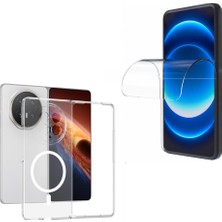 Tekno Grup Honor Magic V6 Kılıf Mika Kamera Korumalı M-Safe Şarj Özellikli Şeffaf Sararmaz Sert Pc London Kapak + Nano Esnek Ekran Koruyucu