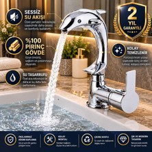 Yağız Su Armatürleri Lavabo Bataryası Yunus Balığı Tasarım Banyo Musluğu Özel Üretim Lavabo Musluk
