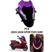 Dekohop Honda Pcx Uyumlu Çift Katlı Spor Tur Camı Şeffaf 2025-2026 Mor