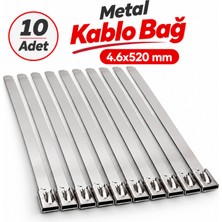 Badem10 (10 Adet)Metal Kablo Bağı 4,6X520 mm Paslanmaz Çelik Isıya Dayanıklı Kelepçe Sabitleme Bağı