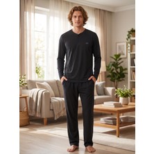 D's Damat Pijama Tk.yarım Patlı Uzunkol Siyah