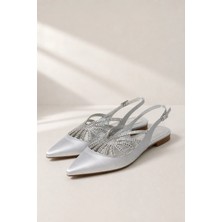 Best Cover Cerseı Kadın Taş Işlemeli Sivri Burun Slingback Babet Ayakkabı