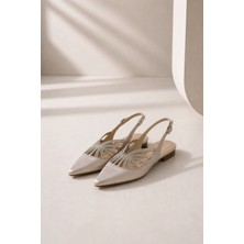 Best Cover Cerseı Kadın Taş Işlemeli Sivri Burun Slingback Babet Ayakkabı
