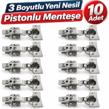 Badem10 (10 Adet) Üç Boyutlu Ayarlanabilir Yeni Nesil Düz Boyun Pistonlu Dolap Kapak Yavaşlatıcı Tas Menteşe