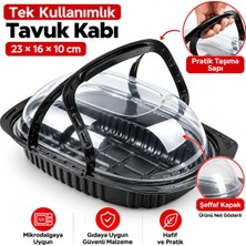 Barışkan Tavuk Kutusu Mikrodalga, Döner Tavuk Ambalaj Kabı Pp Plastik Siyah Kutu Kapaklı 100 Ad