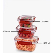 Bin1çeşit Master Dikdörtgen Saklama Seti 3'lü 550-1000-1800 ml ROYALEKS-30866
