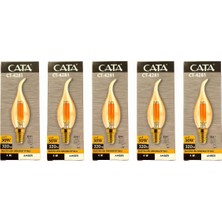 Cata CT-4281 4W Amber Rustik Kıvrık Mum LED Ampul 5li Paket