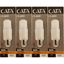 Cata CT-4091 E-27 Özel Tasarım Silindir Şeklinde LED Ampul 8W Yüksek Verimli Işık Orijinal Ürün (4 ADET)