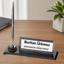 Çılgıntrend Öğretmene Hediye Kalemli Kristal Cam Masa Isimliği