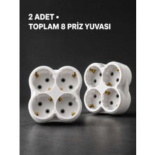Bin1çeşit Duvar Tipi 4 Çıkışlı Priz Çoğaltıcı Kablosuz Kompakt Tasarım 2 Adet