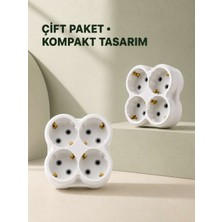 Bin1çeşit 4’lü Priz Çoğaltıcı 2 Adet Set Kablosuz Duvar Tipi Priz Çoklayıcı Adaptör