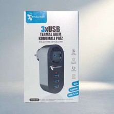 Bin1çeşit Akıllı Akım Dengeleme Özellikli Tekli Priz 3xusb Isıya Dayanıklı