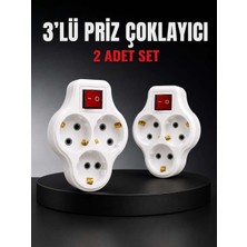 Bin1çeşit 3’lü Priz Çoklayıcı 2 Adet Set Anahtarlı Kablosuz Duvar Tipi Priz Çoğaltıcı