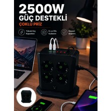 Bin1çeşit Çoklu Priz 8 Çıkışlı 4 USB 2 Type-C Anahtarlı Dikey Priz Kulesi