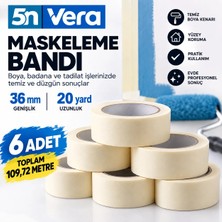 5N Vera 6 Adet Maskeleme Bandı 36 mm x 20 Yard – Kağıt Boya ve Boyacı Bandı | Boya Badana, Tadilat, Dekorasyon ve Yüzey Koruma