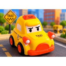 Oyuncak Araba Taxi İtmeli / Sürtmeli Hareket Mekanizmalı Çocuk Arabası Dayanıklı Plastik 11 cm