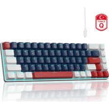 Magegee Mk-Box 68 Tuş Kablolu Mekanik Blue Switch Türkçe Q Mavi-Beyaz Gaming Klavye