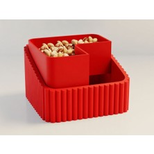 Bin1çeşit 3D Baskı Fıstık Kasesi - Çift Hazneli Kabuk Ayırıcı Sunum Kasesi - Kırmızı Kırmızı