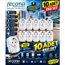 Econa 10 ADET--3500W Akım Korumalı Tekli Topraklı Priz 10'lu Eko Set - 1800 Joule Yüksek Gerilim & Aşırı Akım Korumalı Çoklu Paket