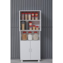 Sehpol 4 Kapaklı 5 Raflı Çok Amaçlı Mutfak Dolabı 59 x 30 x 150 cm - Parlak Beyaz