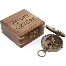 Alvenda Home Isme Özel Ahşap Kutulu Pusula El Yapımı Özel Ahşap Kutulu Pusula