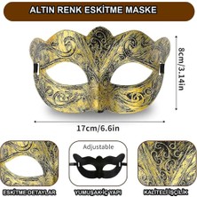 Bin1çeşit Altın Renk Eskitme Maskeli Balo Maskesi? Venedik Tarzı Parti Maskesi