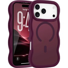 M.TK Moveteck iPhone 18 Pro Max & 17 Pro Max Uyumlu Kılıf Kamera Çıkıntılı Dalgalı Mat Magsafe Wireless Şarj Destekli Renkli Yumuşak Kenarlı Hassas Butonlu Kapak - Burgonya