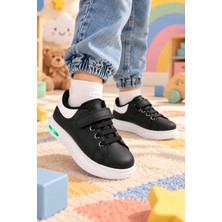 Tonny Black Çocuk Unisex Siyah Beyaz Bağcıklı Rahat Işıklı Ayakkabı