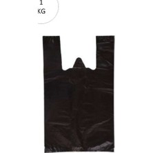 Bin1çeşit Siyah Atlet Poşet Büyük Boy 32X57 cm Takriben 72 Adet 1 kg