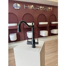 Harmeh Concept 1932 B Rustik Arıtmalı Pirinç Kollu Evye Siyah