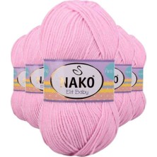 5 Adet Elite Baby El Örgü Ipi Tüylenmeyen Bebek Yünü Açık Pembe 6936 - Nako Mudanis