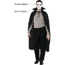 Bin1çeşit Şık Siyah Pelerin ve Beyaz Maske Seti 120 cm Parti Aksesuarı