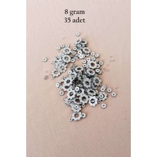 Bin1çeşit Oya Abiye Bileklik Kolye Pleksi Metalik Plastik Pul Gümüş Renk 8 Gram 35 Adet - BNC501