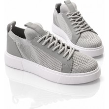 Tonny Black Erkek Buz Gri Triko Nefes Alabilen Bağcıklı Sneaker