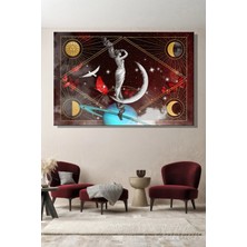 Şehzat Design Yatay Kanvas Tablo Tekli Ev Kafe Ofis Göklerin Dansı Gökyüzü Temalı Vintage Astroloji Kolajı 2936
