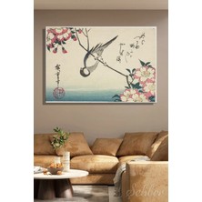 Şehzat Design Yatay Kanvas Tablo Tekli Ev Kafe Ofis Utagawa Hiroshige Kiraz Çiçeği Dalında Büyük Baştankara 2602
