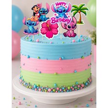 Greatoy Stitch Pasta Kürdanı 6'lı Set – Stitch Temalı Doğum Günü Pasta Süsü Çocuk Parti Dekoru