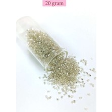 Bin1çeşit Kesme Cam Boncuk 2mm - 20 Gram - Şeffaf Gümüş -BNC330
