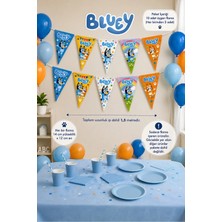 Greatoy Bluey Üçgen Flama 10’lu Set – 1,5 Metre Bluey Temalı Doğum Günü Parti Süsü