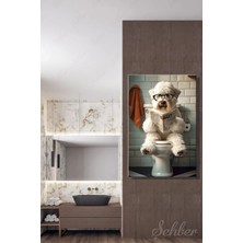 Şehzat Design Yatay Tekli Kanvas Tablo Modern Ev Kafe Ofis Kitap Okuyan Ingiliz Çoban Köpeği 2083