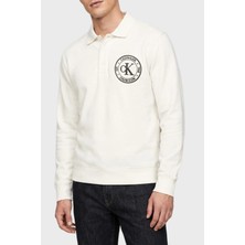 Calvin Klein Logolu % 100 Pamuk Düğmeli Polo Yaka Sweat LV04RH236GYAS Erkek Polo Yaka Sweat LV04RH236G Yas