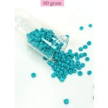 Bin1çeşit Dökme Cam Kum Boncuk Büyük Boy (6/0) 4 mm - 60 Gram - Camgöbeği Yeşili - BNC118