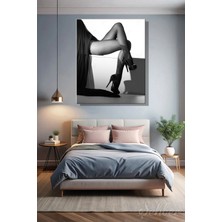 Şehzat Design Kanvas Tablo Dikey Tekli Ev Kafe Ofis Siyah Beyaz Çorap Temalı Sanatsal Fotoğraf 2990