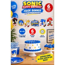 Greatoy Sonic Figür Banner 6’lı Set 1 Metre Ipe Dizili Doğum Günü Süslemesi