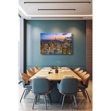 Şehzat Design New York City Ünlü Empire State Binası Manzarası Yatay Kanvas Tablo 4414