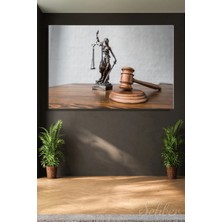 Şehzat Design Themis Adalet Tanrıçası Heykeli ve Hakim Tokmağı Hukuk Temalı Dekoratif Tablo Yatay Kanvas Tekli 380