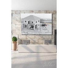 Şehzat Design Dekoratif Yatay Kanvas Tablo Tekli Emlak Ofisi Inşaat Gyo Modern 3 Boyutlu Ev Maketi 2229