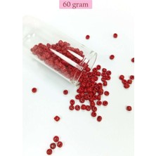 Bin1çeşit Dökme Cam Kum Boncuk Büyük Boy (6/0) 4 mm - 60 Gram - Koyu Kırmızı - BNC110