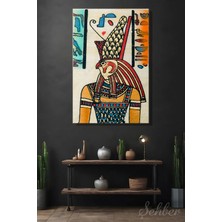 Şehzat Design Gök ve Güneş Tanrısı Horus Papirüs Üzerine Çizilmiş Dikey Kanvas Tablo Tekli 3758