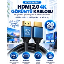 Pemberton 20 Metre 4K HDMI Kablosu Hdtv 2.0 / Oyuncu Bilgisayarı Playstation Xbox Notebook Için